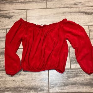 BRANDY MELVILLE Off The Shoulder Red Blouse